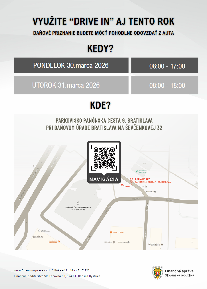 daňové priznanie, drive in, 