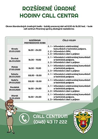 Plagát Rozšírené úradné hodiny call centra