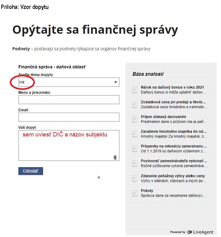 Príloha: Vzor dopytu Príloha: Vzor dopytu