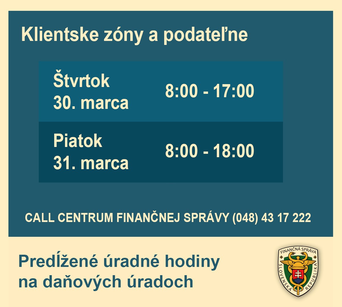 Obrázok obsahujúci informáciu o úradných hodinách na DÚ Obrázok obsahujúci informáciu o úradných hodinách na DÚ