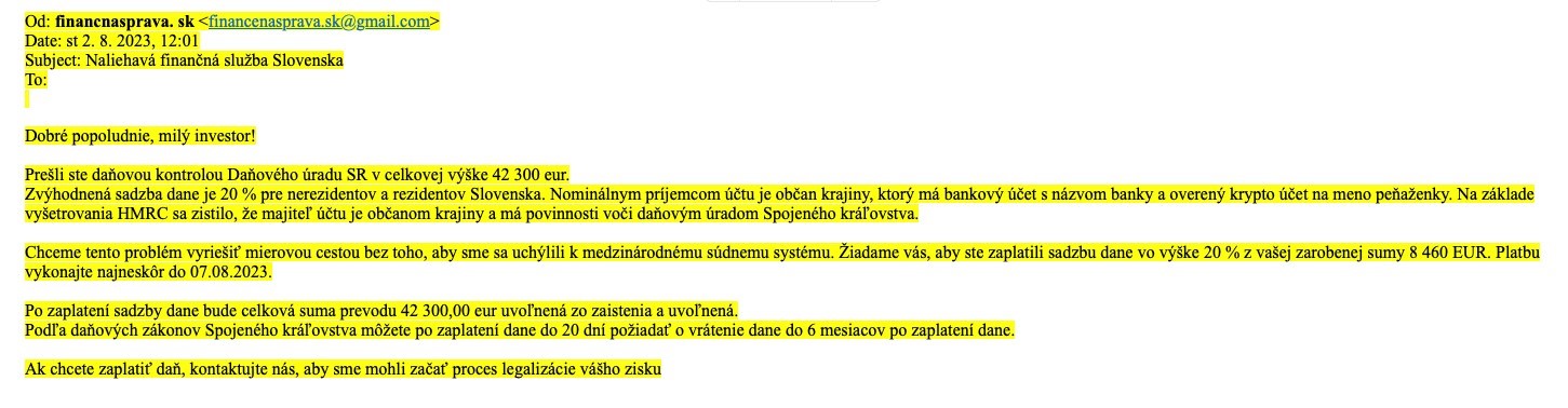 Znázornenie podvodného emailu Znázornenie podvodného emailu