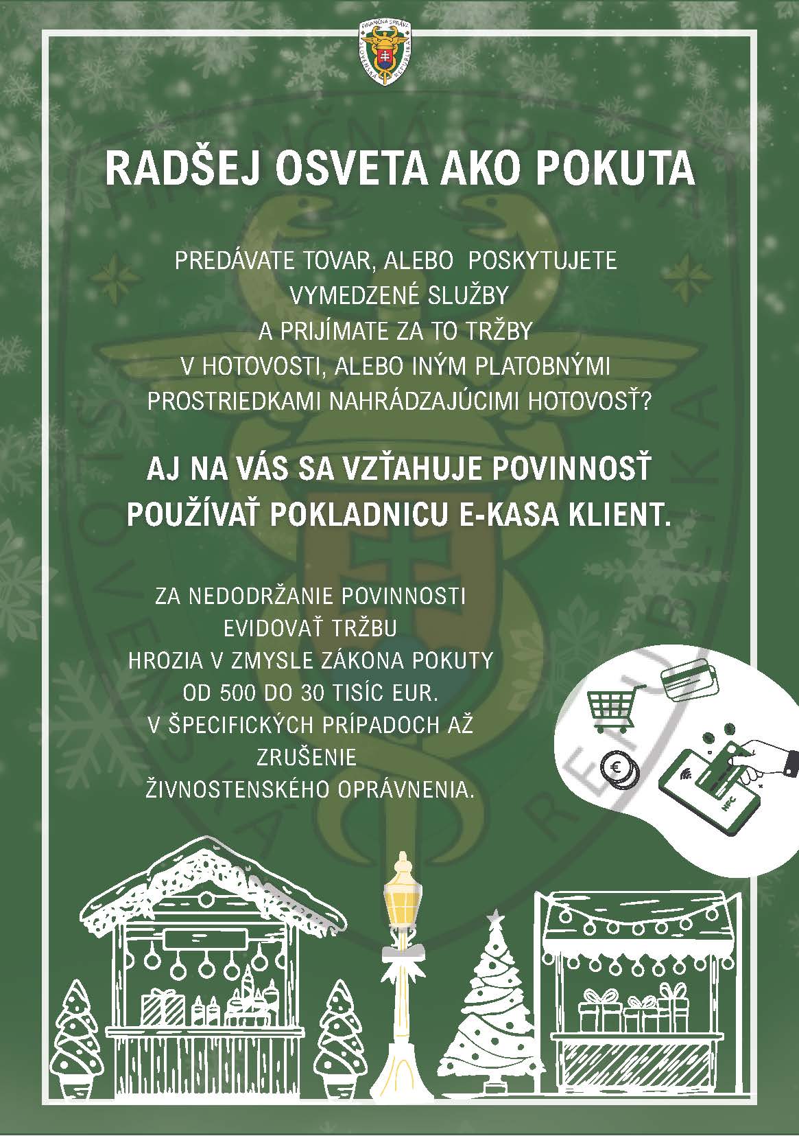 Plagát ku kontrolne akciui– zameranej  sa na vianočné trhy