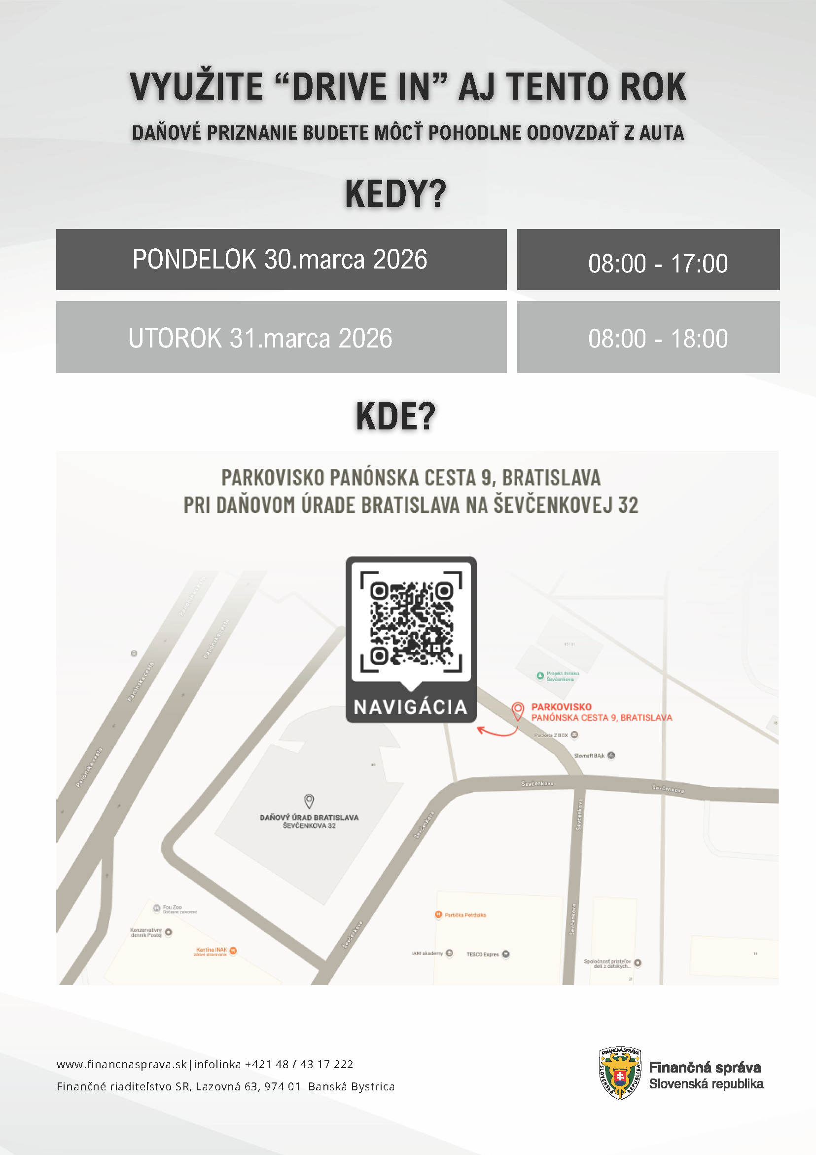 Plagat preberania daňových priznaní formou Drive In v Bratislave [.pdf; 527 kB; nové okno]